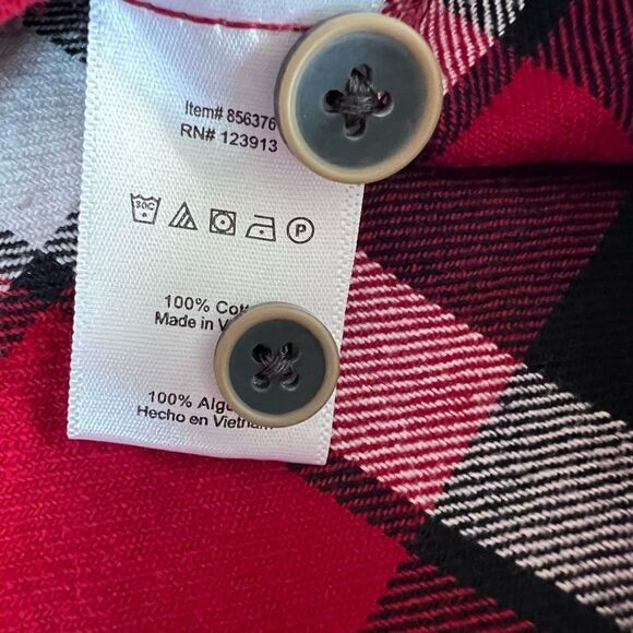 Jachs Women's‎ Red Cotton Blend Plaid Long Sleeve Button Down Shirt Size Medium - Picture 5 of 10